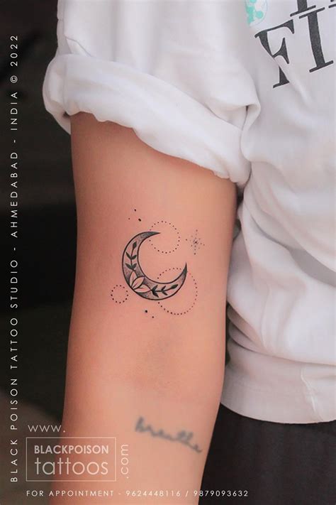 moon tattoo  floral design black poison tattoos