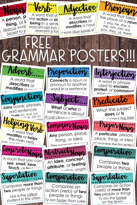 free classroom grammar posters teacher thrive grammar
