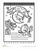 Diddle Hey Coloring Nursery Rhyme Preschool Fairy Tales Worksheets Rhymes Worksheet Pages Activities Kids Sheets Classic Words Education Pre Songs sketch template