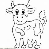 Cows Cow Coloring Pages Cute Baby Little Drawing Color Cartoon Simple Animals Print Longhorn Kids Outline Printable Animal Farm Drawings sketch template