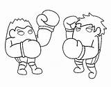 Boxing Coloring Match Coloringcrew sketch template