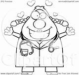 Veterinarian Surgeon Loving Doctor Female Vector Clipart Cartoon Thoman Cory Outlined Coloring 2021 sketch template