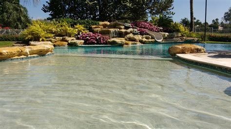 beach entry sand bottom pool beach style pool miami  aquabliss pool services houzz au