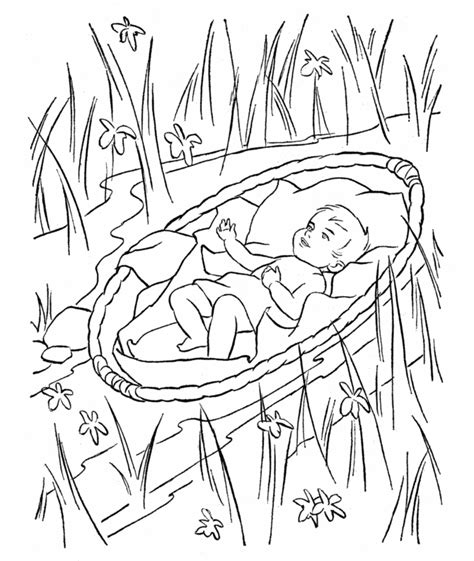 baby moses  basket coloring coloring pages