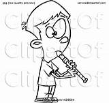 Recorder Playing Cartoon Drawing Clipart Boy Toonaday Illustration Coloring Royalty Lineart Vector Getcolorings Getdrawings sketch template