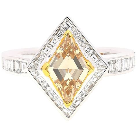 gia certified  carat lozenge cut fancy brown yellow diamond ring  sale  stdibs