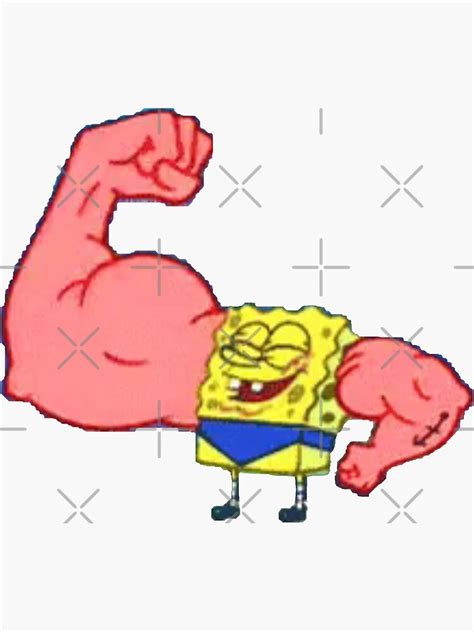 strong spongebob big muscular hands spongebob meme sticker