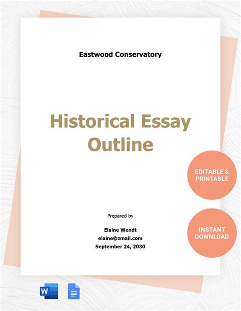 historical essay outline template  word google docs  templatenet