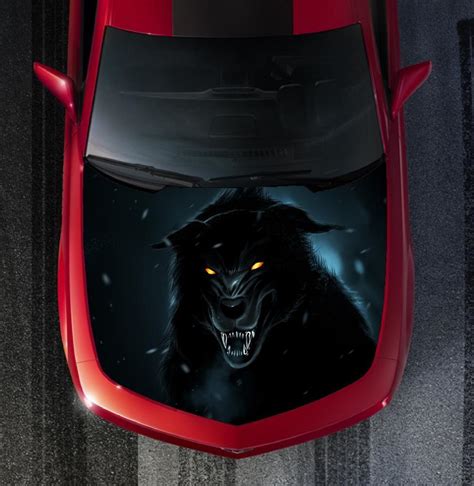 big bad black wolf vinyl graphic decal hood wrap  truck  car picture