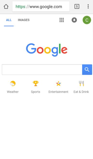 googles  homepage search engine