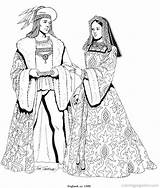 1500 Engeland Kids Ausmalbilder Coloriages Costumes Prinzessin Ausmalen Malvorlage Robe Vêtements Coloringpagesfun Belle Buch Historische Visiter Colouring sketch template