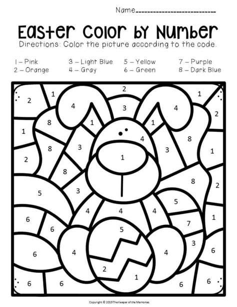 color  number easter preschool worksheets  keeper   memories