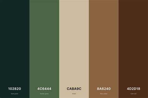 brown color palettes  names  hex codes