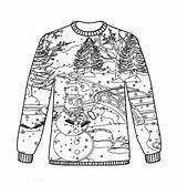 Christmas Colouring Coloring Jumper Pages Sheets Cosy sketch template