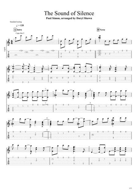 The Sound Of Silence By Paul Simon Digital Sheet Music For Guitar Tab