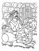 Daniel Coloring Den Lions Praying Times Three Color Netart sketch template