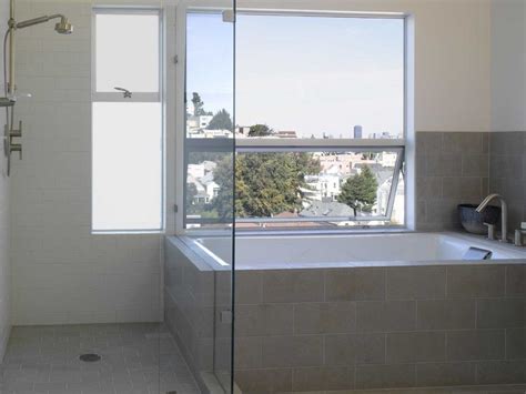 tile tub surround bathroom modern  awning windows glass shower modern bathroom glass
