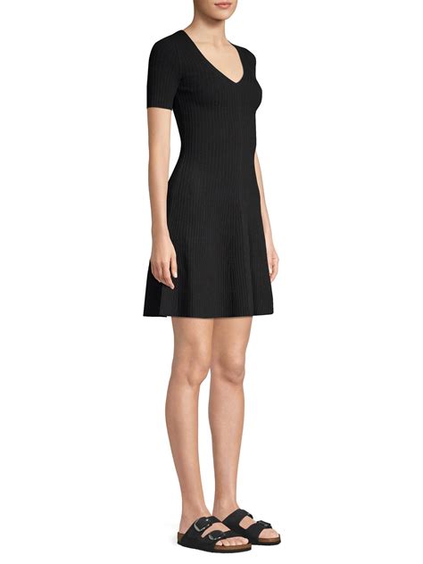 Theory Rib Knit Fit And Flare Dress In Black Lyst