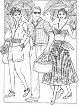 Coloring Pages 1950s Fashion Book Vintage Dover Adult 50s Fashions 1950 People Publications Creative Color Haven Fabulous Kids Print Printable sketch template