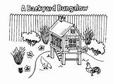 Coloring Pages Chicken Coop Backyard Bungalow Netart Coops Color sketch template