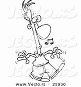 Coloring Vector Whistling Outline Cartoon Strolling Guy Whistle Royalty Stock sketch template