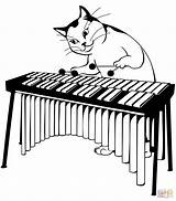 Marimba Coloring Cat Plays Pages Drawing Categories sketch template