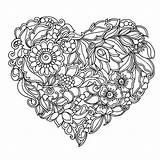 Coloring Pages Heart Flowers Hearts Flower Adults Adult Printable Sheets Mandala Drawing Floral Books Colouring Abstract Print Grown Ups Color sketch template
