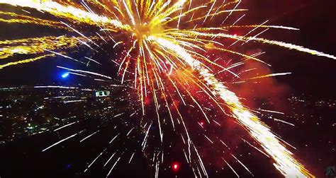 video drone flying  fireworks   mesmerizing sight