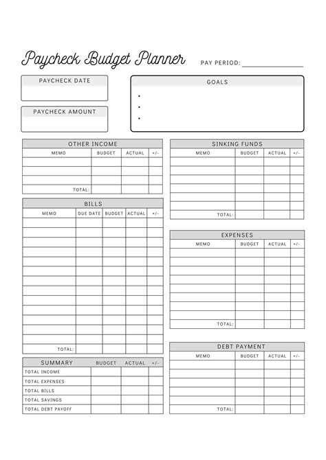 paycheck budget planner printable budget  paycheck etsy canada