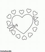 Coloring Arrow Heart Close sketch template