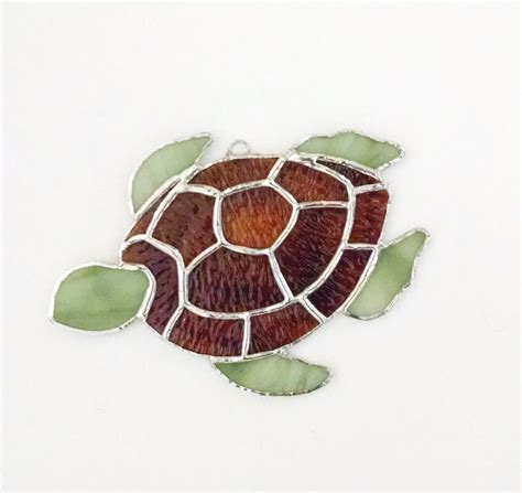 stained glass turtle suncatcher turtle  stainedglassyourway