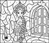 Princesses Russian Coloritbynumbers Designlooter Teenagers Cinderella sketch template