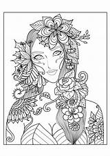 Flowers Coloring Woman Women Stress Adults Anti Pages Adult sketch template