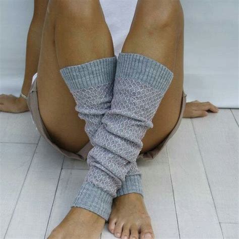 Gray Knitted Leg Warmers With Silver Shining Mothers Day T Leg