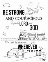 Strong Courageous Printable Christian Coloring Bible Kids Pages God Preschool Color Activity Sheets Jesus School Activities Verse Church Printables Toddler sketch template