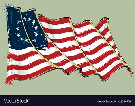 Betsy Ross Artistic Brush Stroke Waving Flag Vector Image