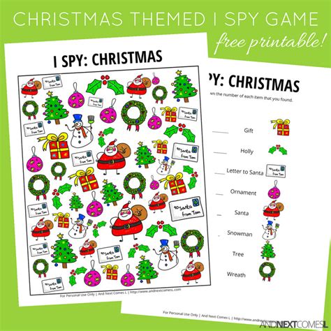 christmas doodles  spy game  printable  kids