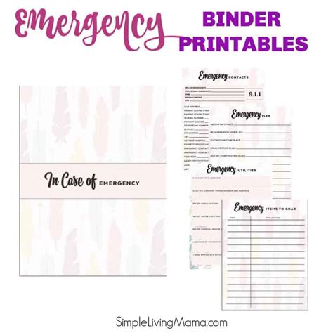 emergency binder printables feather print simple living mama
