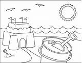 Coloring Beach Pages Sandcastle Scenes Activities sketch template