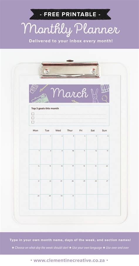 march   printable monthly planner page kalenders planner pages monthly planner