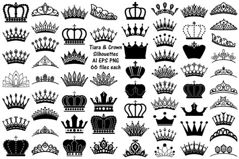 tiara crown silhouettes ai eps png work illustrations creative market