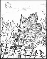 Haunted Coloring House Pages Mansion Drawing Halloween Disney Printable Prairie Little Castle Adults Houses Print Cartoon Printables Colouring Color Kids sketch template