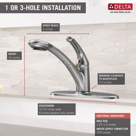 delta  wh dst white signature pull  kitchen faucet  optional base plate includes