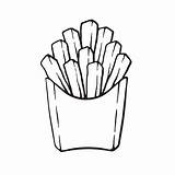 Fries French Drawing Doodle Cartoon Vector Paper Clip Pack Food Hand Sketch Fast Illustrations Drawn Illustration Gesturing Isolated Similar sketch template