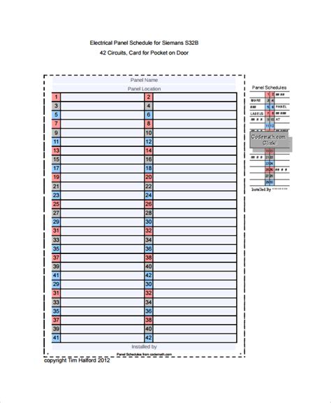 sample panel schedule templates