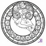Coloring Stained Glass Disney Pages Mandala Alice Wonderland Window Adult Printable Coloriage Beauty Deviantart Beast Line Akili Amethyst Coloring4free Book sketch template