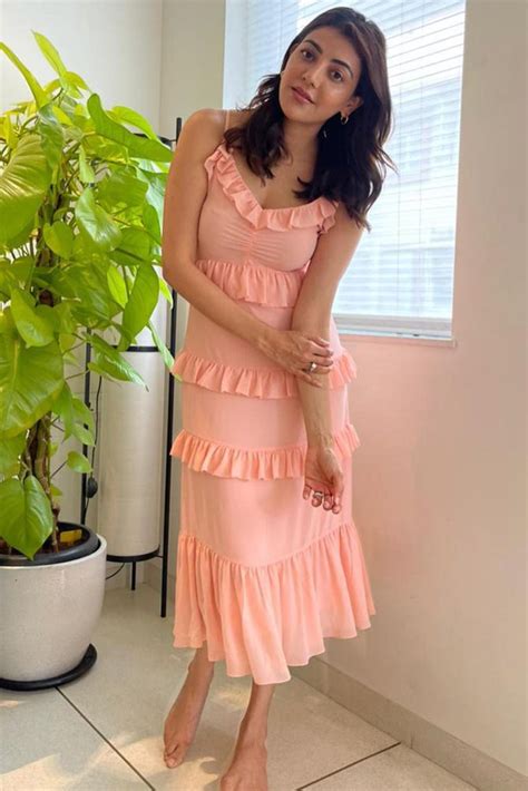Kajal Aggarwal Paired Her Playful Pastel Dress With Delicate Jewellery
