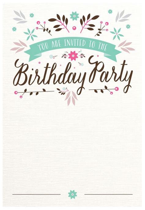 flat floral  printable party invitation template