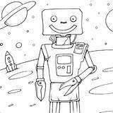 Robot Space Coloring Colouring Pages Robots Print Kids Gif Visit His Big sketch template