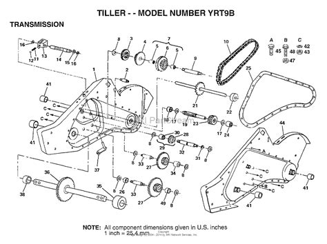 aypelectrolux yrtb  parts diagram  tiller transmission